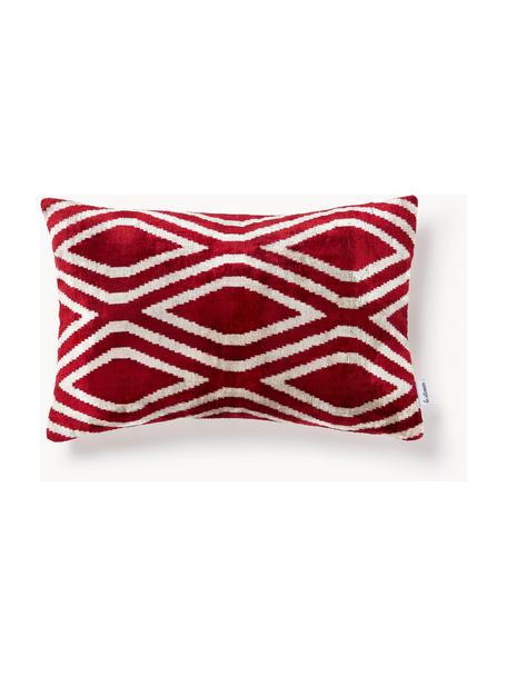 Housse de coussin en velours avec motif abstrait Velvety, Velours de soie (50 % soie, 50 % coton), Rouge rouille, beige, larg. 40 x long. 60 cm