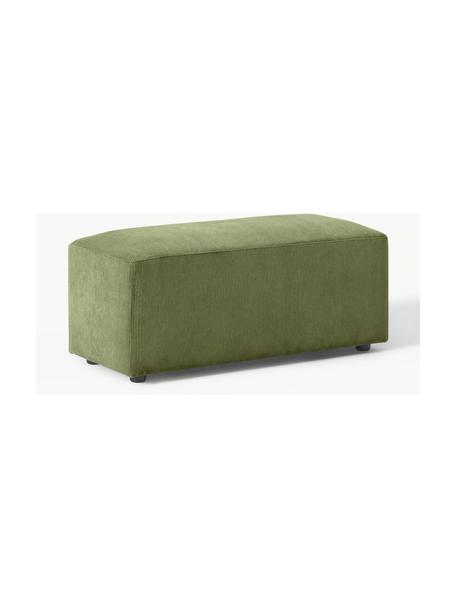 Pouf en velours côtelé Melva, Velours côtelé vert olive, larg. 99 x prof. 42 cm