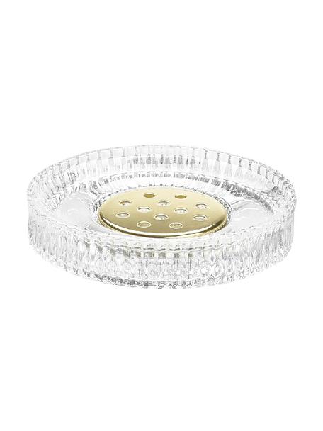 Jabonera Gulji, Vidrio, Transparente, dorado, Ø 11 x Al 2 cm