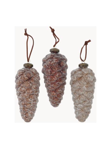 Handgefertigte Weihnachtsbaumanhänger Mikana, 6er-Set, Glas, lackiert, Brauntöne, Ø 6 x H 13 cm