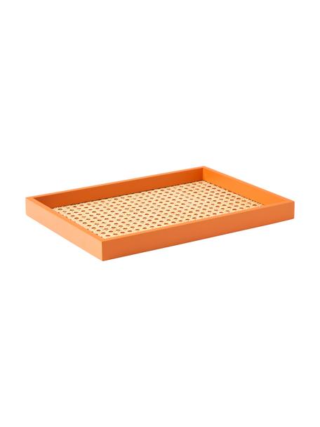 Plateau décoratif en cannage Carina, Orange, larg. 35 x haut. 3 cm