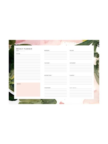 Agenda settimanale Floral Colours, Carta, Rosa, verde, bianco, Larg. 30 x Alt. 21 cm
