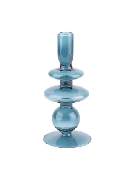Kerzenhalter Art in organischer Form in Blau, Glas, Blau, Ø 9 x H 20 cm