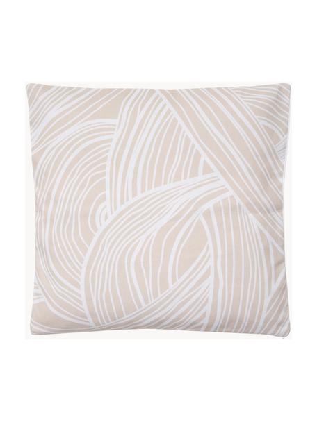 Funda de cojín de algodón ecológico Korey, 100% algodón ecológico, certificado GOTS, Beige, blanco, An 45 x L 45 cm