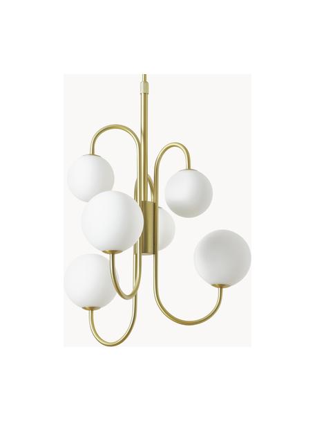 Pendelleuchte Avalee aus Glas, Baldachin: Metall, beschichtet, Weiß, Goldfarben, Ø 55 cm