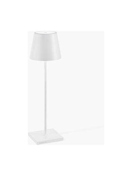 Lampada da tavolo portatile a LED con luce regolabile Poldina, Lampada: alluminio rivestito, Bianco opaco, Ø 11 x Alt. 38 cm