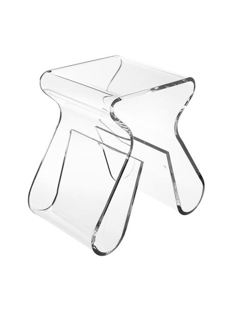Stołek z uchwytem na czasopisma Loop, Akryl, Transparentny, S 42 x W 43 cm