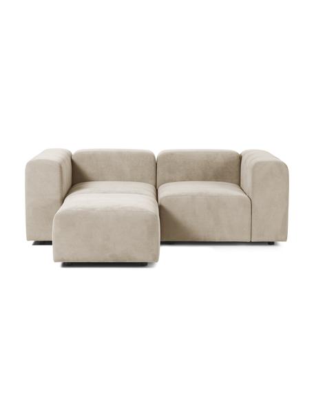 Modulares Sofa Lena (3-Sitzer) mit Hocker, Bezug: Webstoff (88% Polyester, , Gestell: Kiefernholz, Schichtholz,, Füße: Kunststoff, Webstoff Beige, B 209 cm x T 181 cm