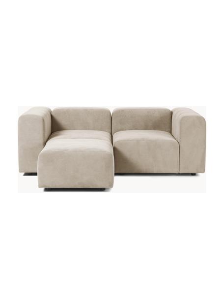 Modulares Sofa Lena (3-Sitzer) mit Hocker, Bezug: Webstoff (88% Polyester, , Gestell: Kiefernholz, Schichtholz,, Füße: Kunststoff, Webstoff Hellbeige, B 209 x T 181 cm