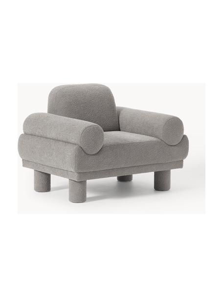 Bouclé-Sessel Lilo, Bezug: Bouclé (93 % Polyester, 6, Füße: Kunststoff, gepolstert Di, Bouclé Grau, B 107 x T 83 cm