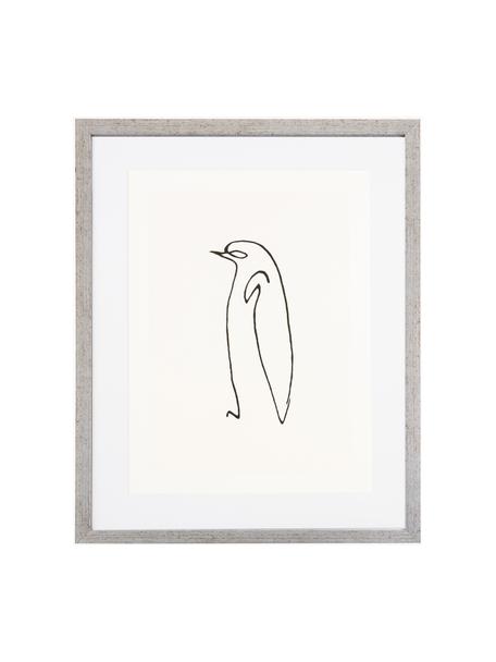 Ingelijste digitale print Picasso's Pinguin, Afbeelding: digitale print, Frame: kunststof, met antieke af, Witte tinten, zwart, B 40 x H 50 cm