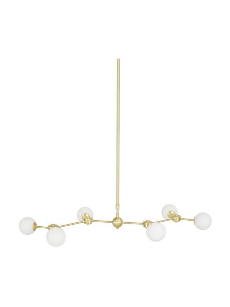 Grote hanglamp Aurelia van opaalglas, Baldakijn: vermessingd metaal, Wit, messingkleurig, B 110 x H 60 cm