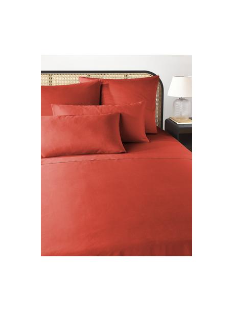 Drap plat en satin de coton Comfort, Rouge rouille, larg. 180 x long. 280 cm