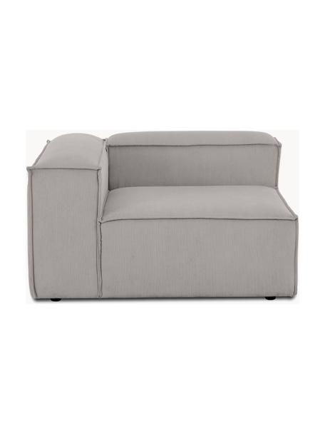 Modulo angolare in velluto a coste Lennon, Rivestimento: velluto a coste (92% poli, Struttura: legno di pino massiccio, , Piedini: plastica, Velluto a coste grigio chiaro, Larg. 119 x Prof. 119 cm, angolo a sinistra