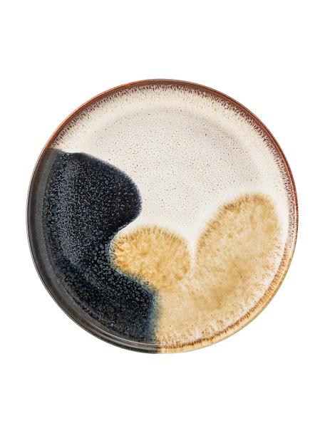 Ručně vyrobený snídaňový talíř z kameniny Jules, 2 ks, Kamenina, Odstíny béžové a hnědé, černá, Ø 22 cm