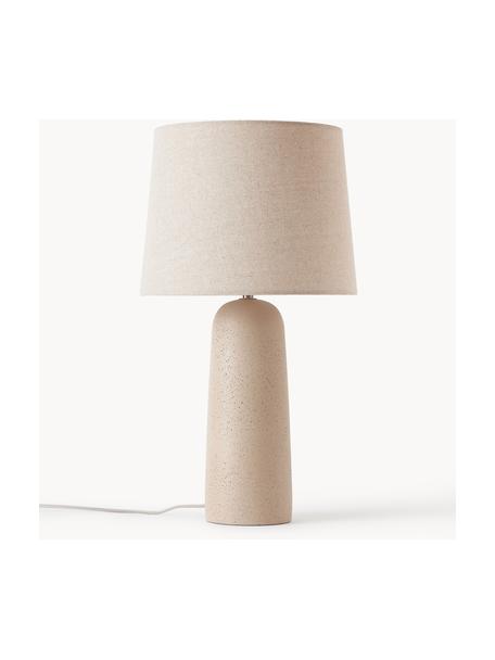 Velká stolní lampa s betonovou podstavou Kaya, Krémově bílá, béžová, Ø 29 cm, V 52 cm