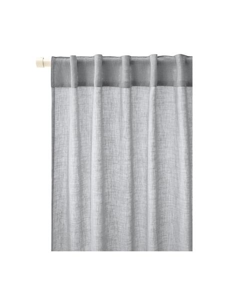 Rideau gris clair Ibiza, 2 pièces, 100 % polyester, Gris, larg. 135 x long. 260 cm