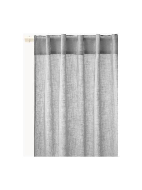 Cortinas semitransparente con dobladillo Gardine Ibiza, 2 uds., 100% poliéster, Gris, An 135 x L 260 cm