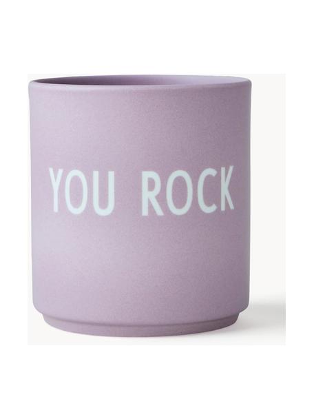 Design Becher Favourite YOU ROCK mit Schriftzug, Fine Bone China (Porzellan)
Fine Bone China ist ein Weichporzellan, das sich besonders durch seinen strahlenden, durchscheinenden Glanz auszeichnet., Lavendel (You rock), Ø 8 x 9 cm, 250 ml