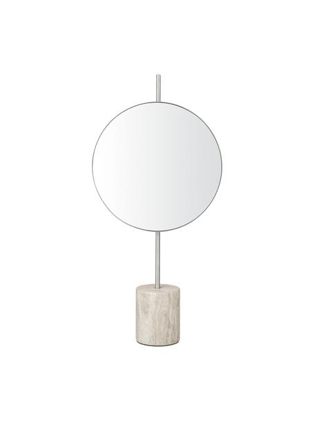 Marmor-Kosmetikspiegel Lamura, Rahmen: Metall, Beige, Silberfarben, B 18 x H 38 cm