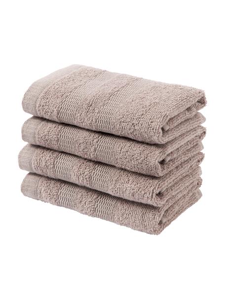 Ręczniki dla gości z bawełny Camila, 4 szt., Taupe, S 30 x D 50 cm