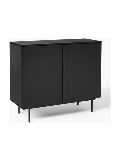 Chiffonnier de madera Elona, Estructura: tablero de fibras de dens, Negro, An 100 x Al 120 cm