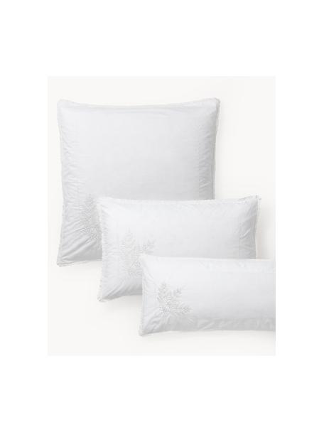 Katoenen perkale kussenhoes Juliette met borduursel en sierrand, Weeftechniek: perkal Draaddichtheid 200, Wit, B 60 x L 70 cm