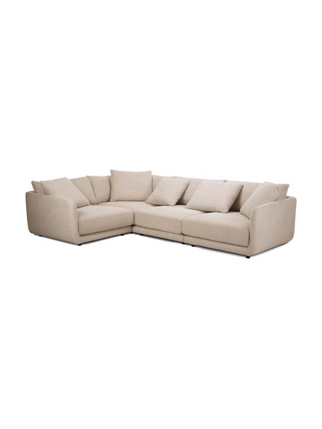 Narożna sofa modułowa Jasmin, Tapicerka: 85% poliester, 15% nylon , Nogi: tworzywo sztuczne, Beżowa tkanina, S 306 x W 84 cm