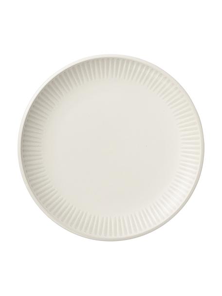 Assiette plate décor rayé beige Zabelle, 4 pièces, Grès cérame, Blanc crème, beige, Ø 27 x haut. 3 cm