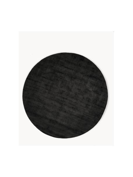 Tapis rond en viscose tissé main Jane, Anthracite, Ø 200 cm (taille L)