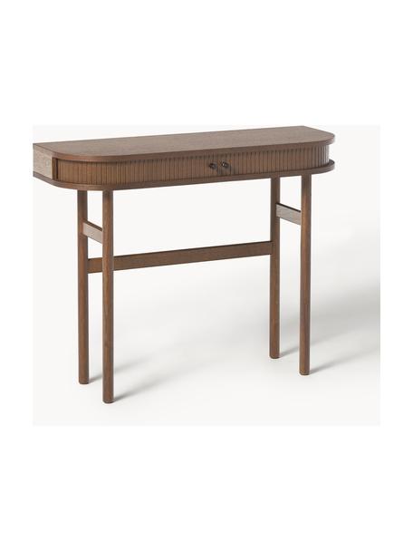 Console façade cannelée Calary, Aspect noyer, larg. 100 x long. 80 cm