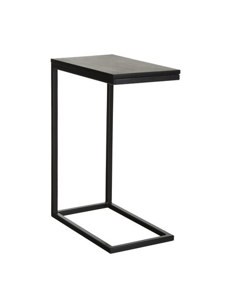 Tavolino in legno di mango Celow, Piano d'appoggio: Legno di mango massiccio , Struttura: Metallo verniciato a polv, Nero, Larg. 45 x Alt. 62 cm