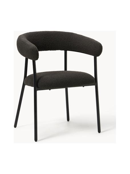 Chaises rembourrées en bouclette Thiago, 2 pièces, Tissu bouclé noir, larg. 60 x prof. 54 cm