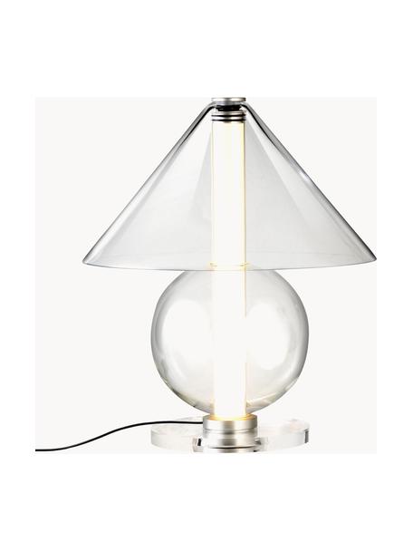 Lampa stołowa LED ze szkła dmuchanego z funkcją przyciemniania Fragile, Transparentny, odcienie srebrnego, Ø 31 x W 35 cm