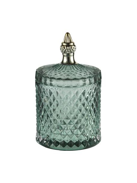 Opbergpot Miya, Glas, Groen, goudkleurig, Ø 11 x H 18 cm