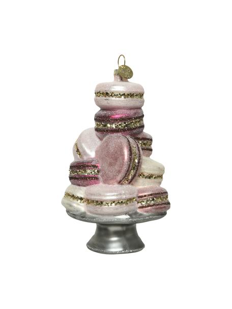 Kerstboomhanger Macarons, Roze, wit, grijs, zilverkleurig, Ø 8 x H 14 cm