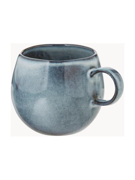 Taza de café artesanal Sandrine, Cerámica de gres, Gris azulado jaspeado, Ø 10 x Al 10 cm, 400 ml