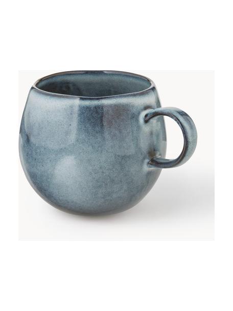 Taza de café artesanal Sandrine, Cerámica, Gris azulado jaspeado, Ø 10 x Al 10 cm, 400 ml