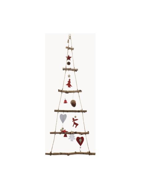 Albero di Natale da parete in legno Rinde, alt. 100 cm, Legno di betulla, Legno di betulla, rosso, Larg. 34 x Alt. 100 cm