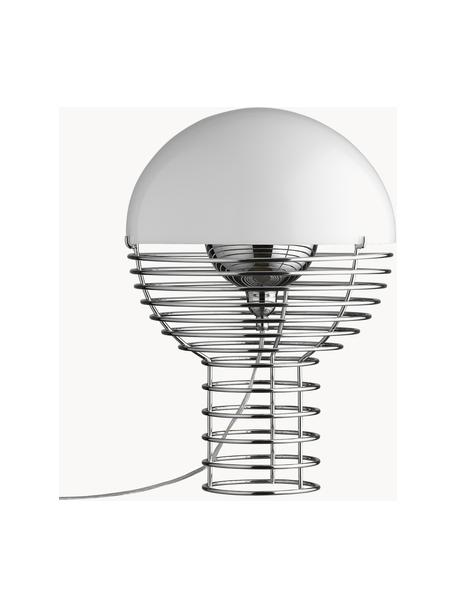 Design tafellamp Wire, Decoratie: polyacryl, Zilverkleurig, wit, Ø 30 x H 42 cm