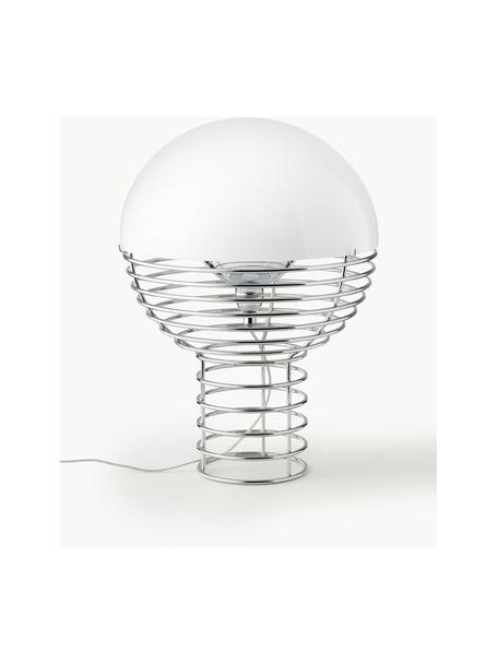 Design Tischlampe Wire, Dekor: Polyacryl, Silberfarben, Weiss, Ø 30 x H 42 cm