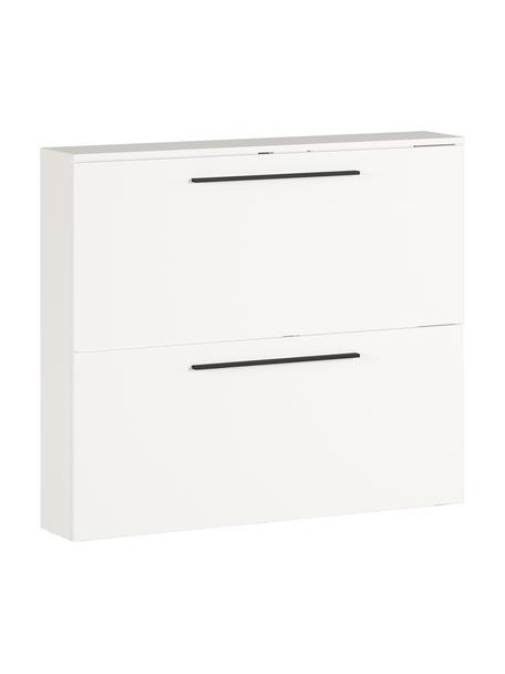 Schuhschrank Dallas mit Klappfächern, Griffe: Metall, pulverbeschichtet, Füße: Kunststoff, Weiß, B 100 x H 85 cm