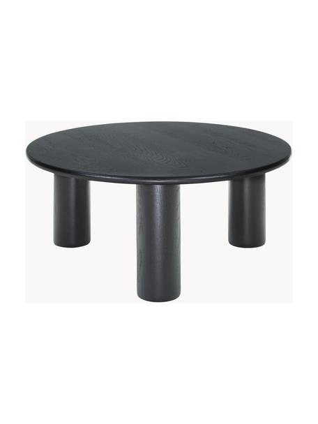 Table basse ronde bois de chêne Didi, Bois de chêne massif, laqué, Noir, Ø 80 cm