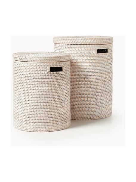 Set di 2 cesti portabiancheria con coperchio Lurdes, Rattan, Beige chiaro, Set in varie misure