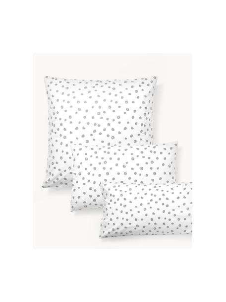 Bodkovaná bavlnená obliečka na vankúš Jana, Biela, sivá, Š 70 x D 80 cm