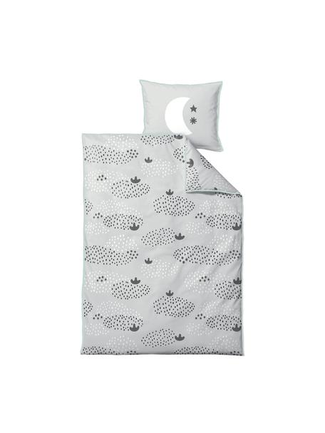 Ropa de cama de algodón ecológico Raindrops, Gris, negro, blanco, Cuna (100 x 140 cm)