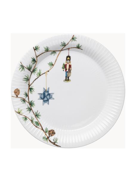 Handbemalte Weihnachts-Speiseteller Hammershøi, 4 Stück, Porzellan, Weiß, Mehrfarbig, Ø 27 cm