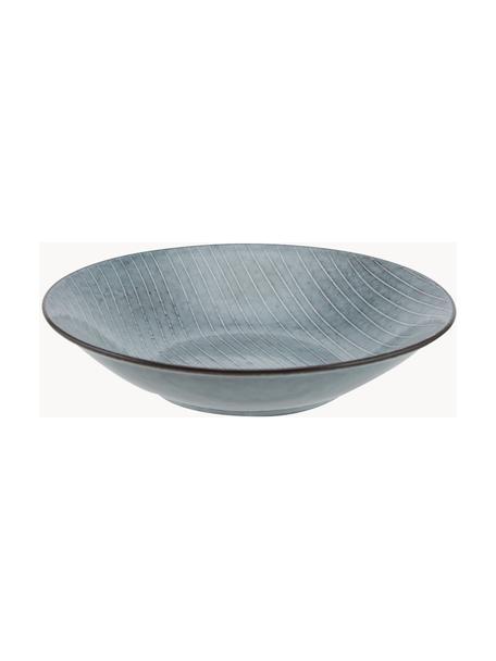 Handgemachte Suppenteller Nordic Sea, 4 Stück, Steingut, Graublau, gesprenkelt, Ø 22 x H 5 cm