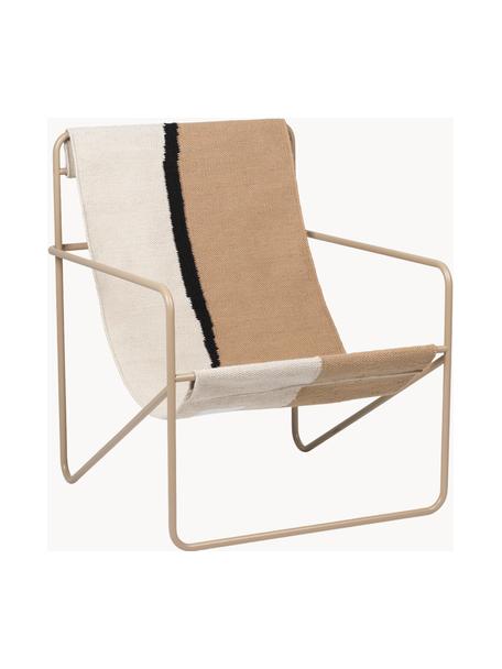 Fauteuil lounge Desert, Tissu blanc cassé, beige, noir, grège, larg. 63 x prof. 66 cm