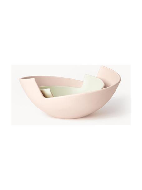 Decoratieve schalenset Likya, set van 2, Keramiek, Lichtroze, lichtbeige, Set met verschillende formaten